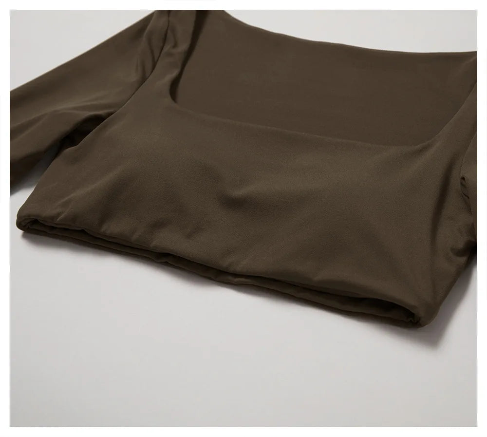 Long Sleeve square neck Workout Gym Top