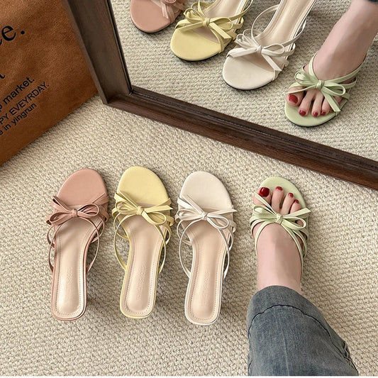 Butterfly-knot Open Toe Heeled Sandals