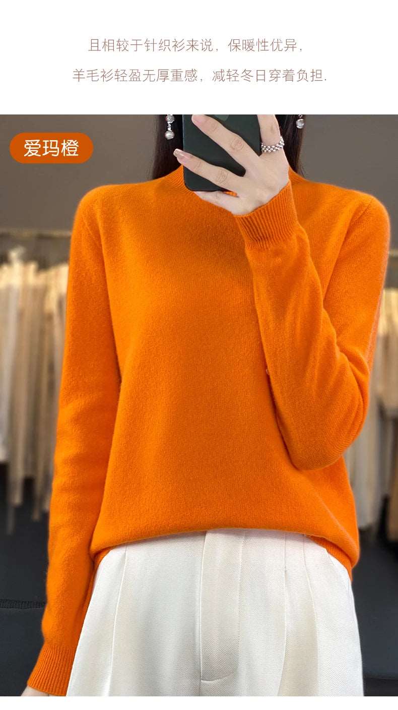 100% Merino Wool Sweater Women Knitwear