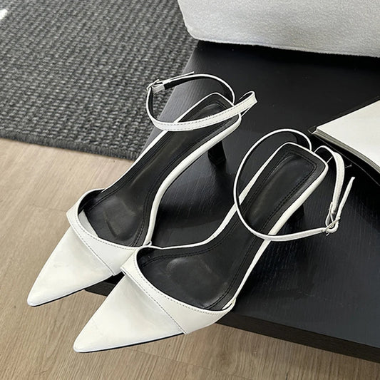 Pointed toe Black White Sandals
