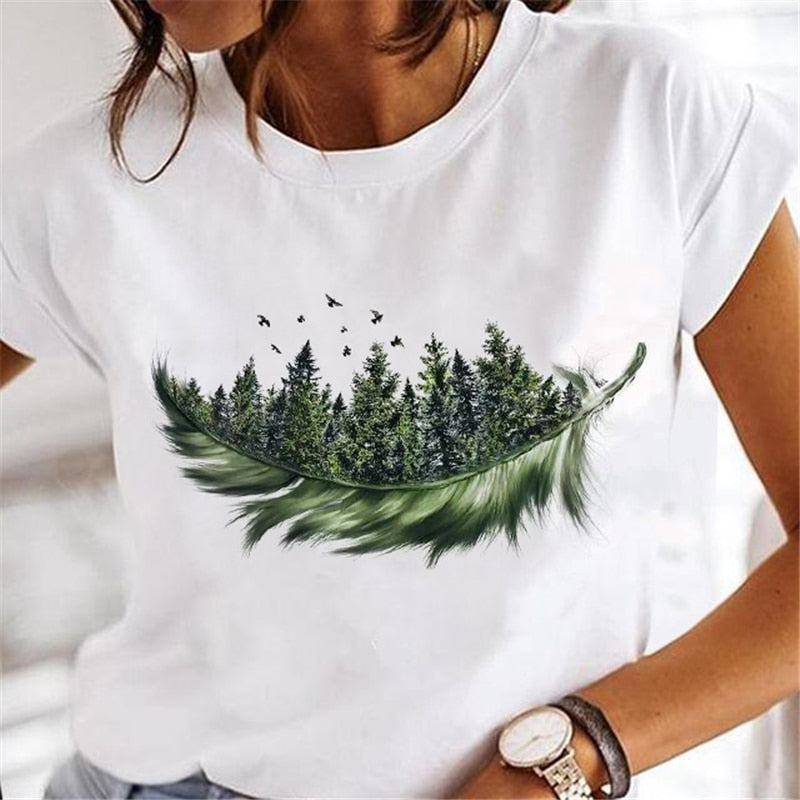 New Women nature print T-shirts