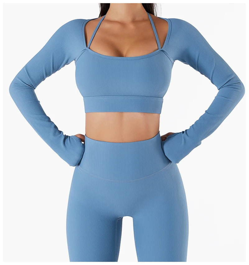 Padded Long Sleeve Seamless Gym Workout Top
