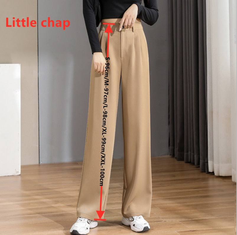 Women Chic Office Wear Straight Pants Little chap-coffee