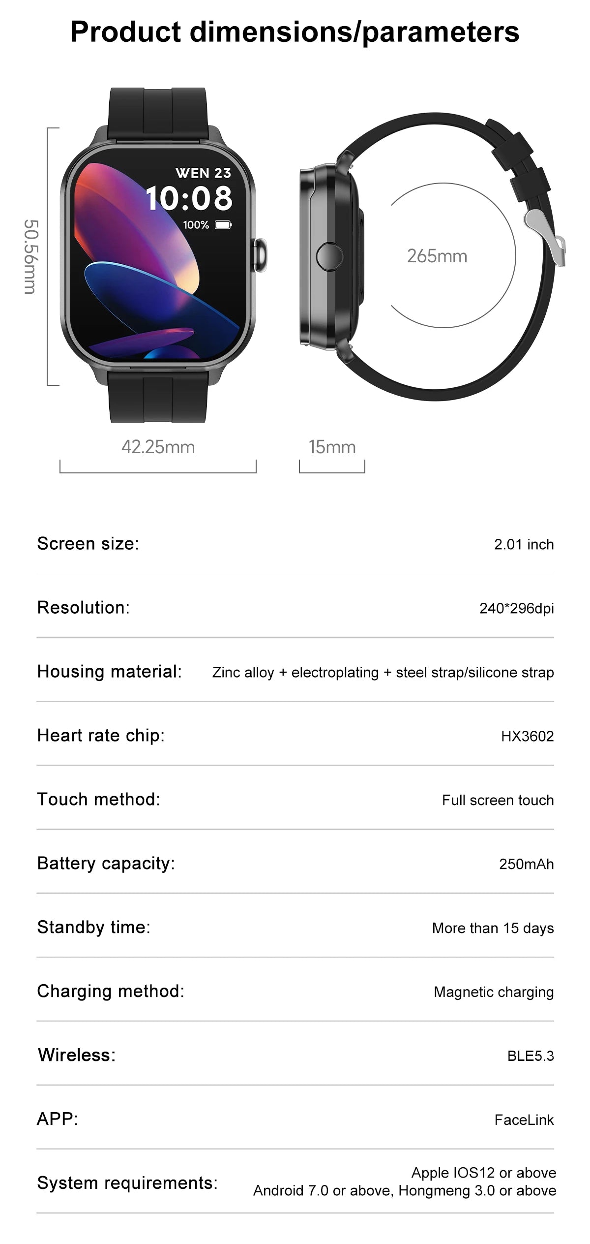 2.01 inch TWS 2-in-1 Earphones Bluetooth Call NFC Heart Rate Blood Pressure Health Monitor Music Smartwatch