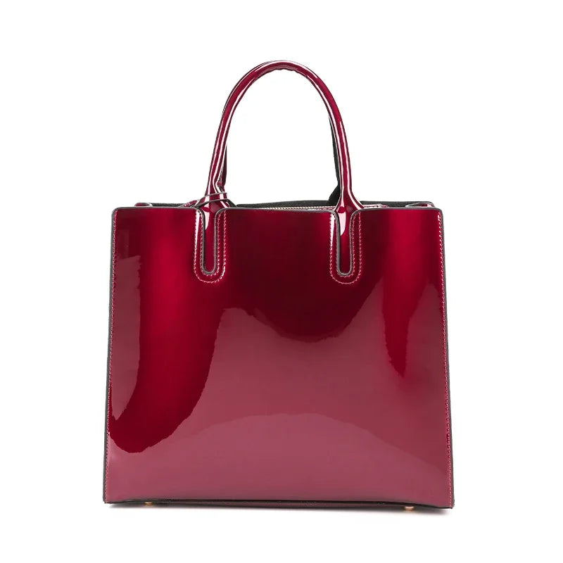 Bright Solid Patent Leather Fashion handbag