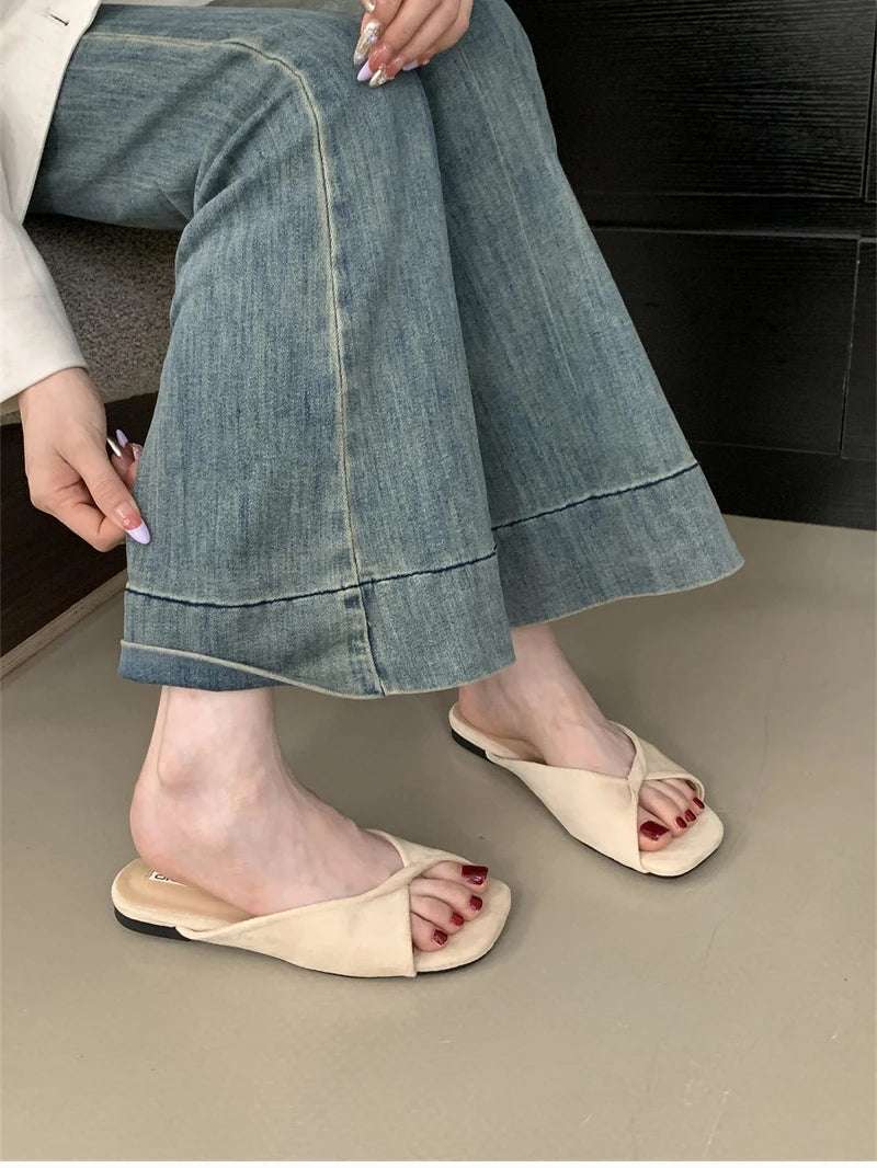 Open Toe pastel Color flat Sandals