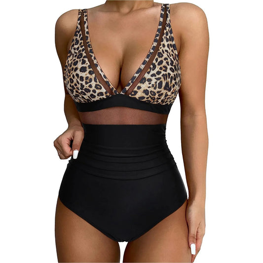 Sexy Leopard Halter Strapped Swimwear leopard