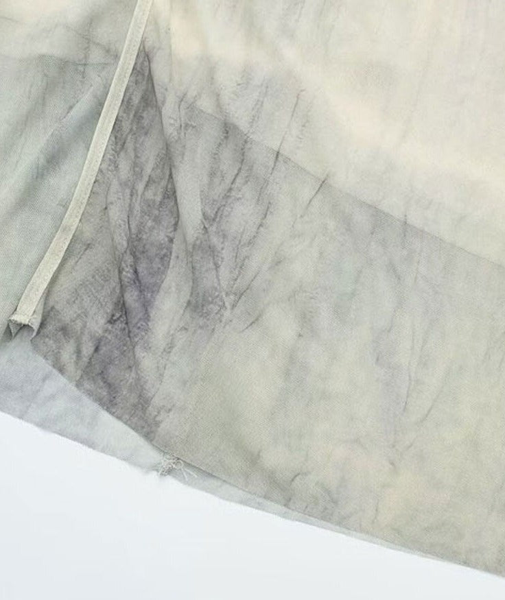 Women Fashion Printed Tulle Semi-sheer Midi Dress