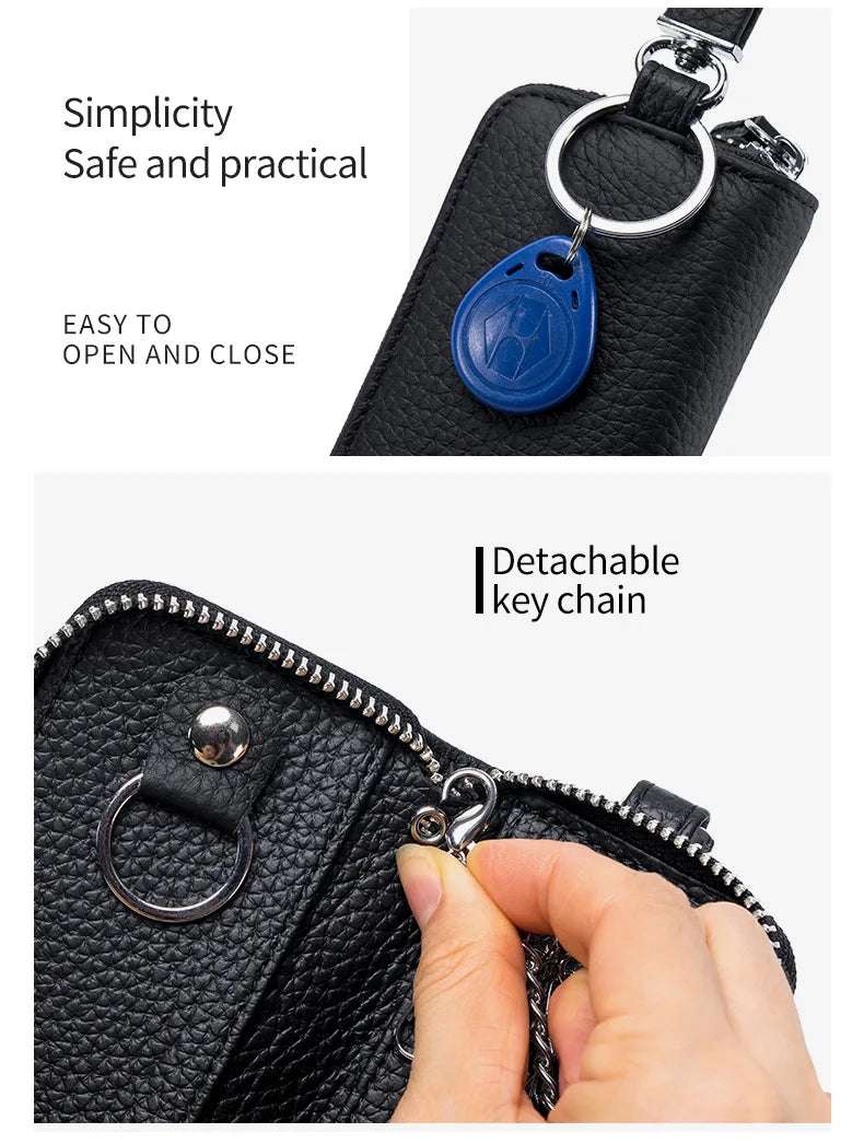 Multifunctional Zipper leather Key Case