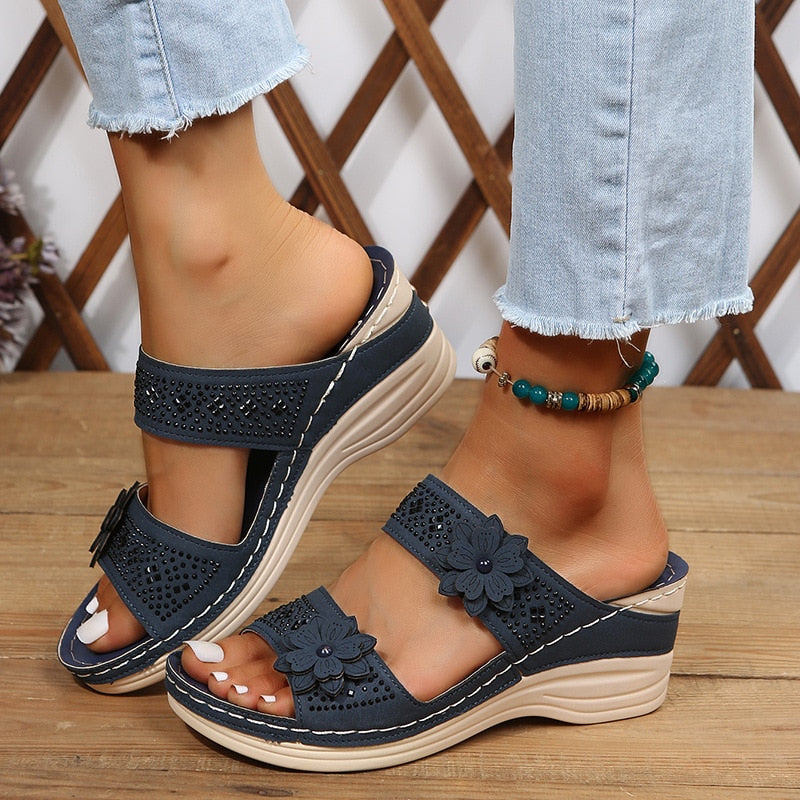 Women wedge open toe Retro Roman style Sandals