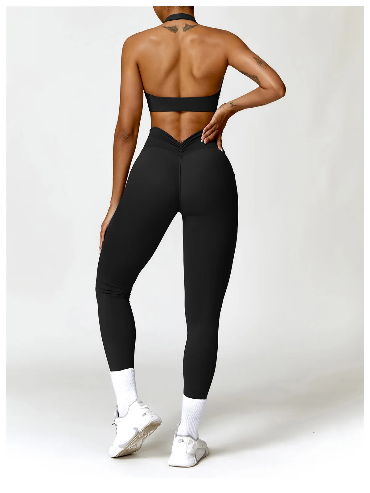 Halter neck push up ruched Sports Bra