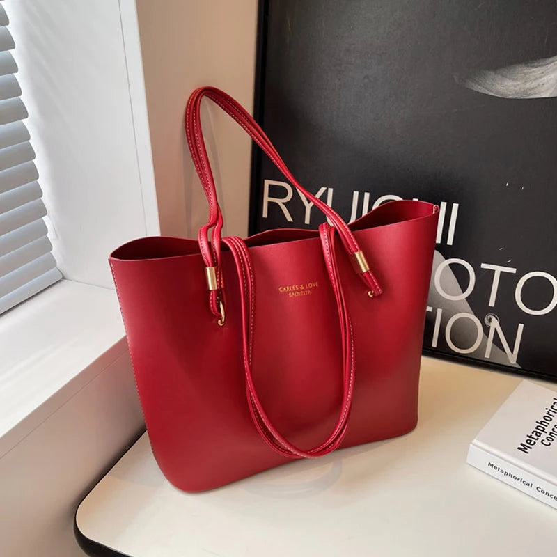 PU Leather large Tote Handbag