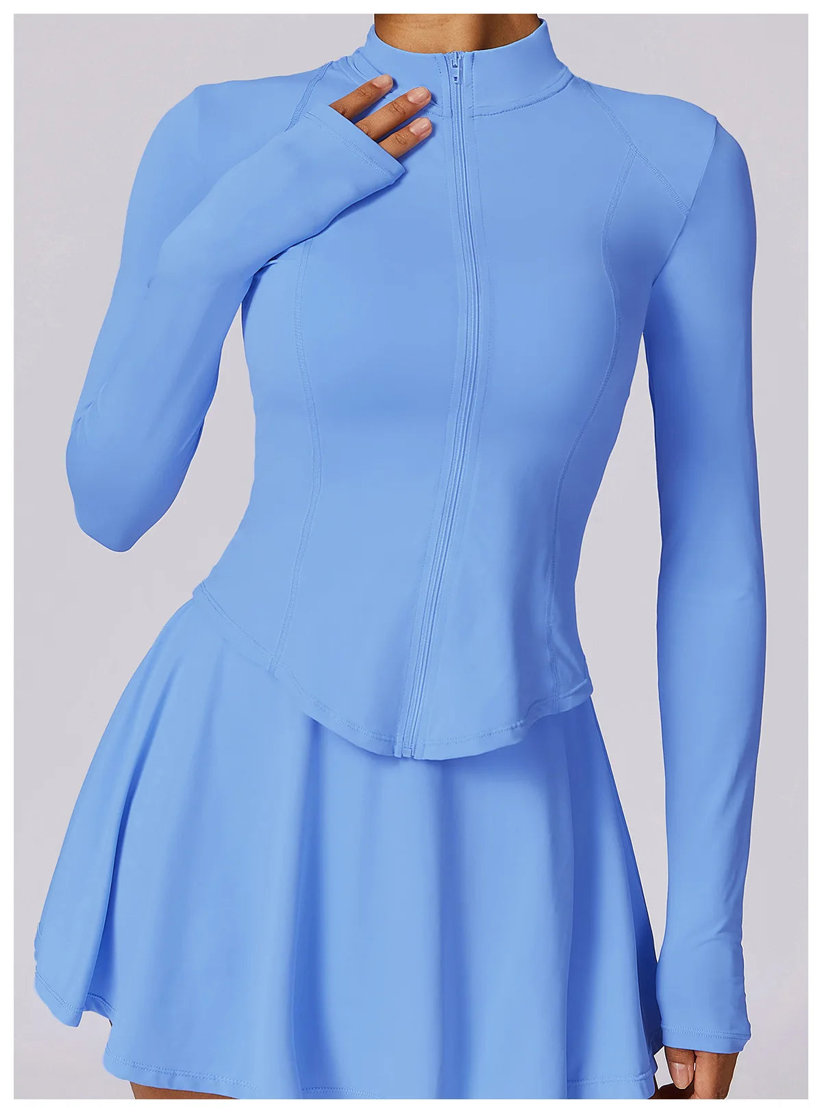 2 piece Yoga Fitness Sports Short Skirt Long Sleeved set