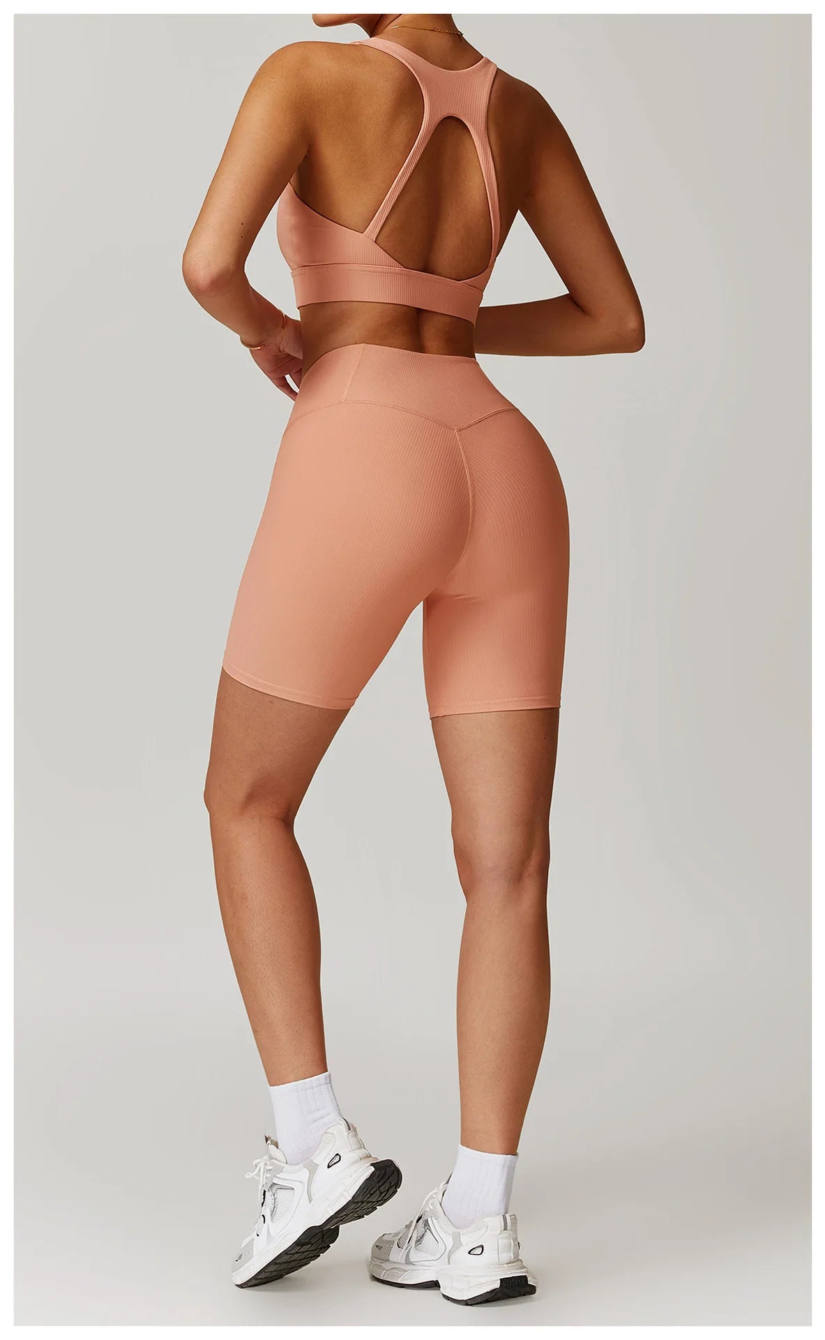 Ribbed Fitness Gym Workout Push Up Sports Bra & Leggings Set