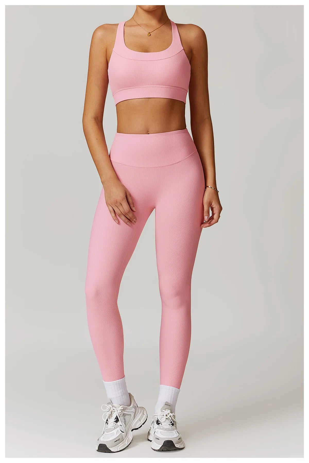 Ribbed Fitness Gym Workout Push Up Sports Bra & Leggings Set