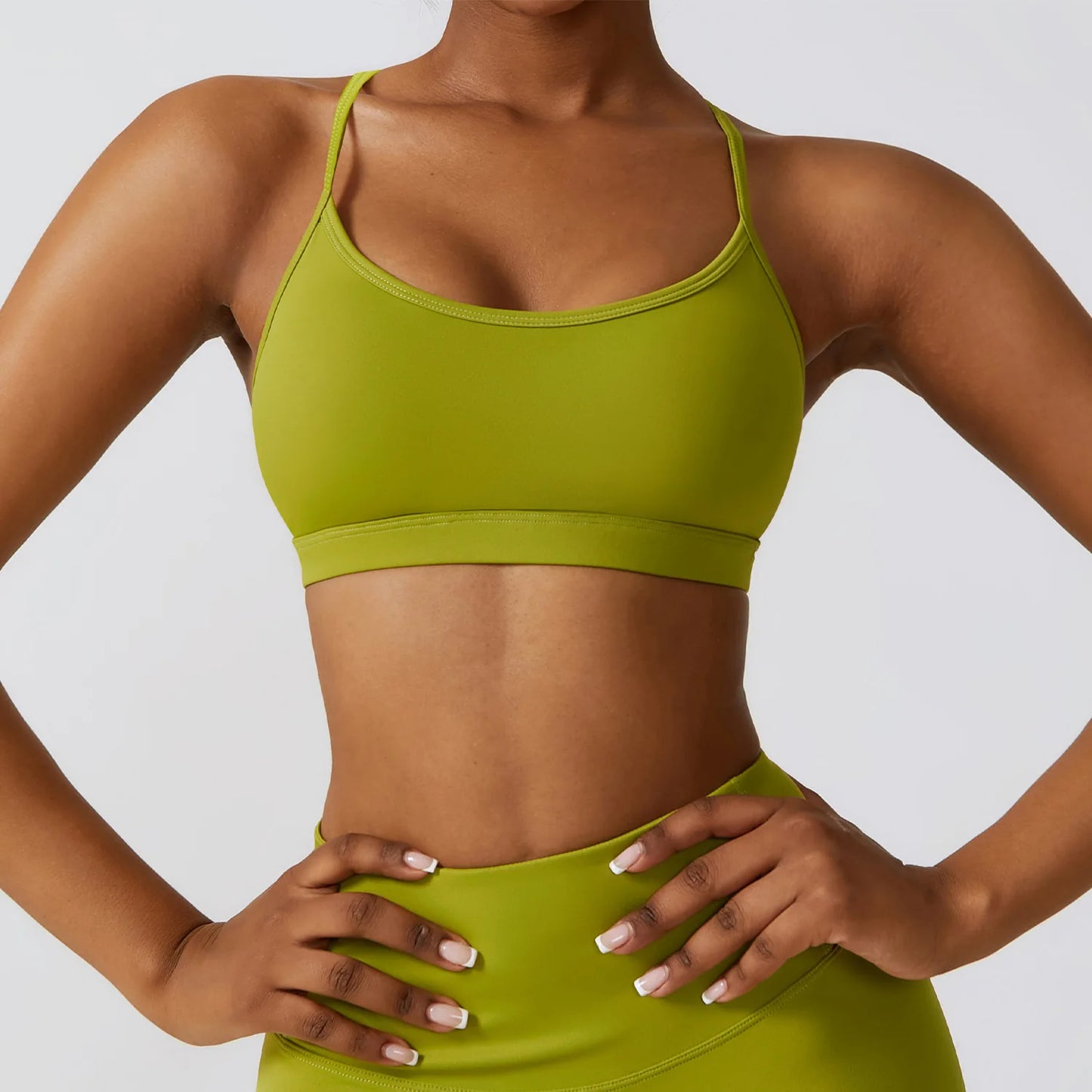 Push Up Yoga Gym Workout Bra Matcha Green