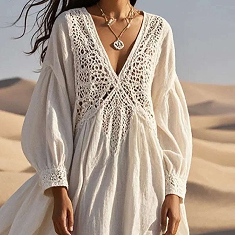 V Neck Bohemian Beach Long maxi Dress