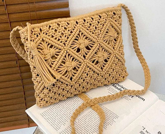 Summer Straw Tassel Beach Bag