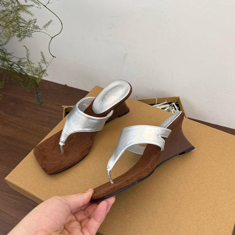 Clip Toe Fashion quirky heel Sandals Silver