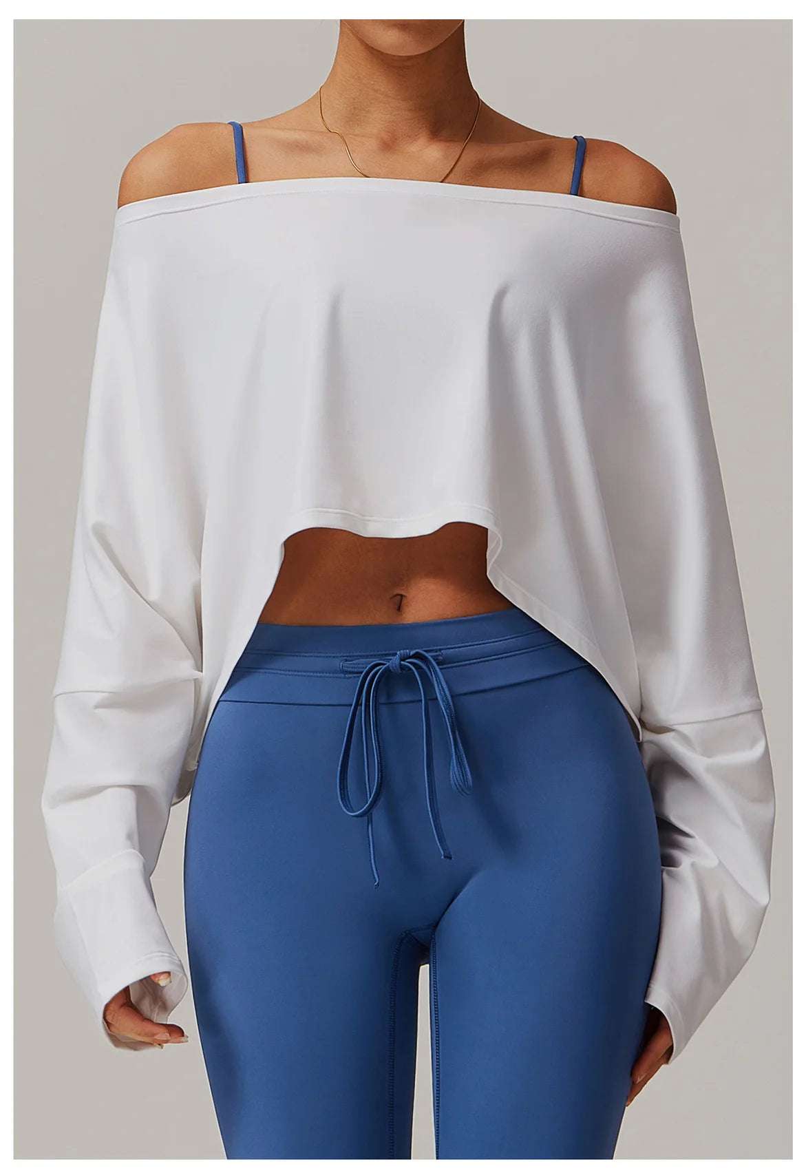 Long Sleeve off Shoulder Bat Sleeve Gym Yoga top