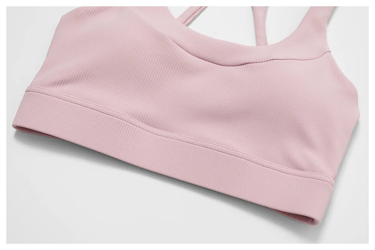 Ribbed Fitness Gym Workout Push Up Sports Bra & Leggings Set