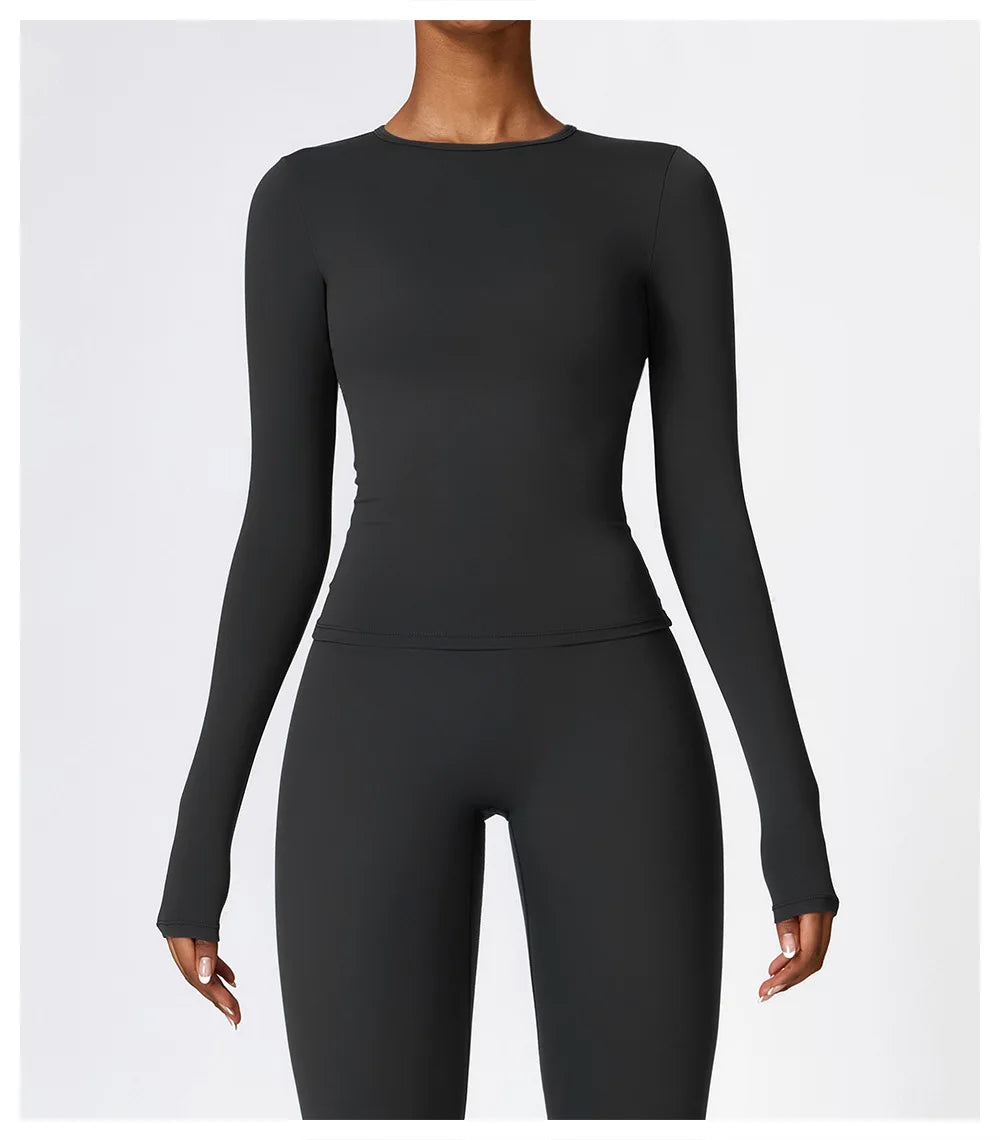 Long Sleeve round neck Running Fitness Gym crop top