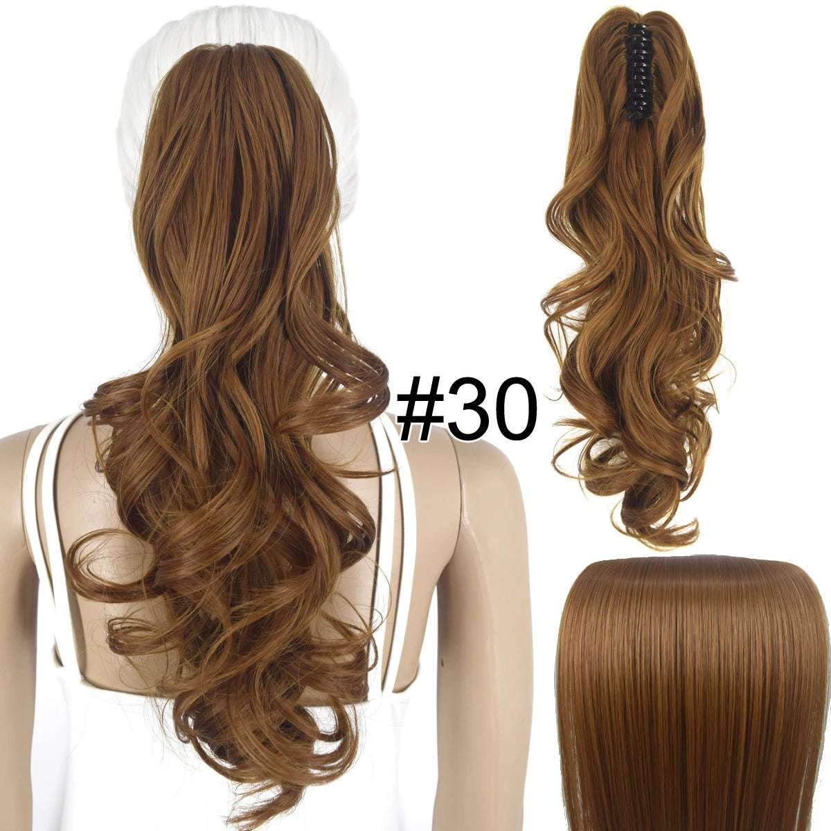 Synthetic Hair Heat Resistant 140gr Wavy Claw Clip in Ponytail hair extensions 30 Wavy 18inches