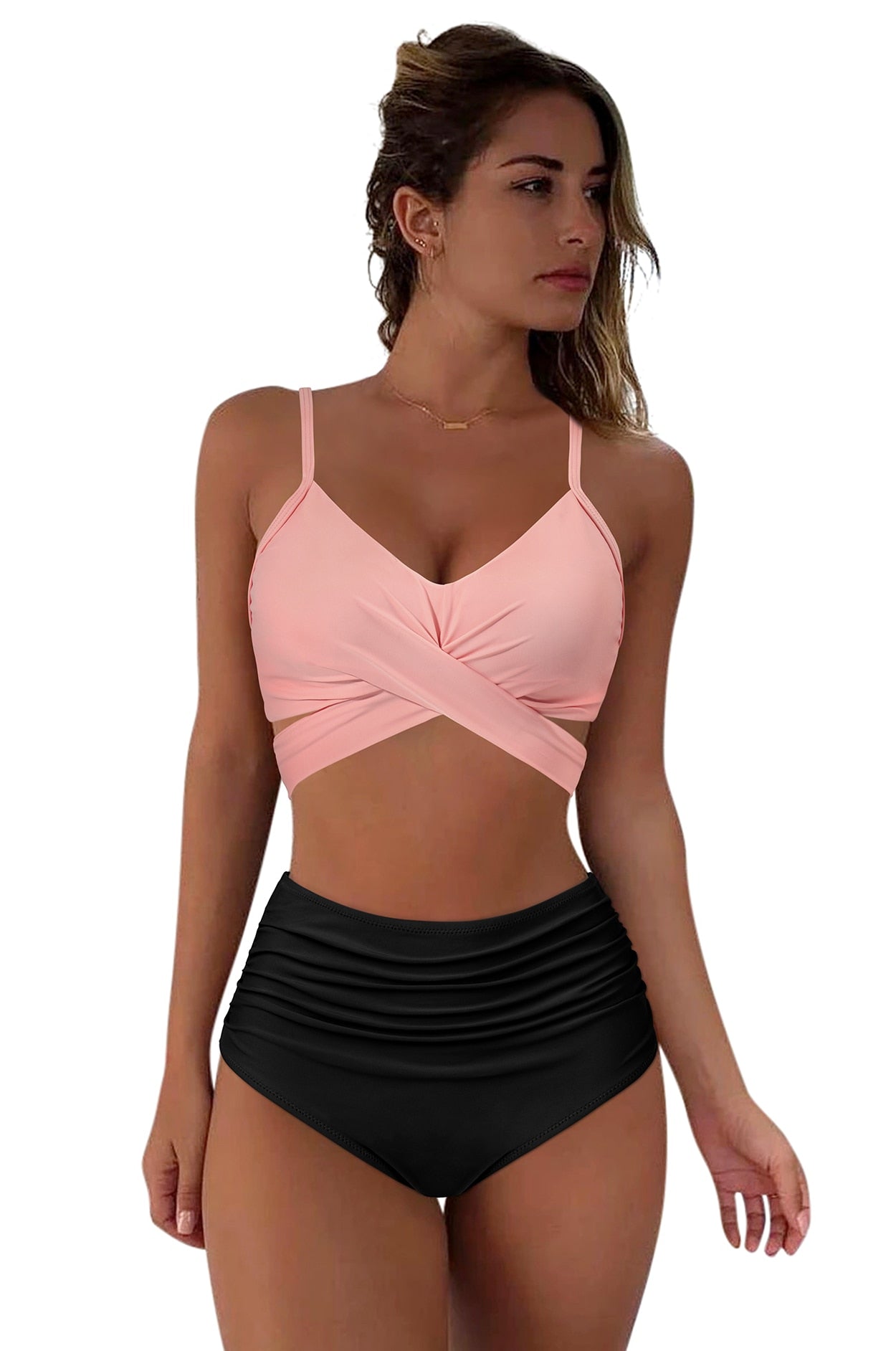New High Waist Push Up Brazilian Bathing Suits B4087-35