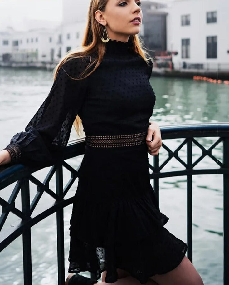 Women Hollow Out Black Dresses