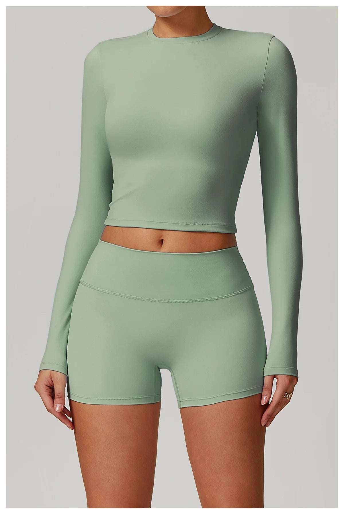 Long Sleeved Quick Dry round neck High Elastic Pilates Workout top