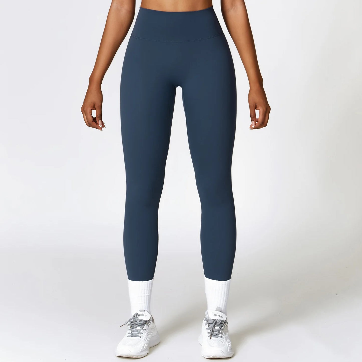 Seamless High Waist Gym Workout Leggings Emblem Blue