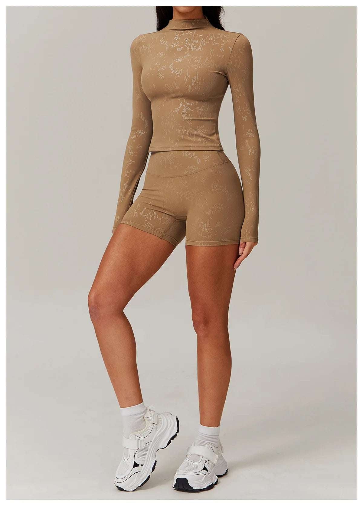 Printed Long Sleeved Sports Workout Top