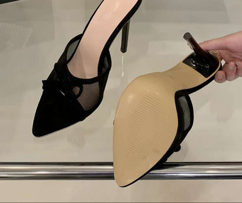 Mesh Pointed Toe Thin High Heel Sandals