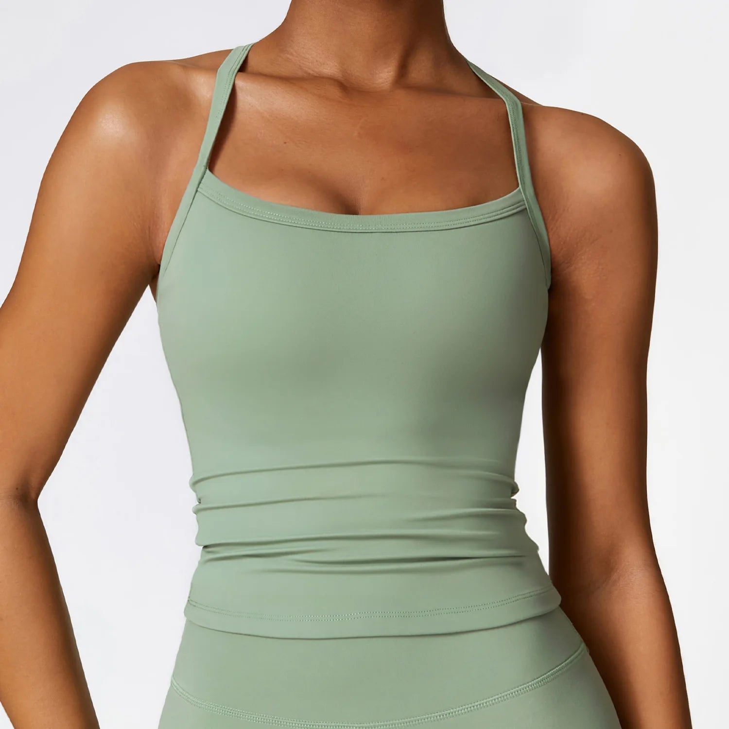 Cross Back Yoga Sports Bra Basil green