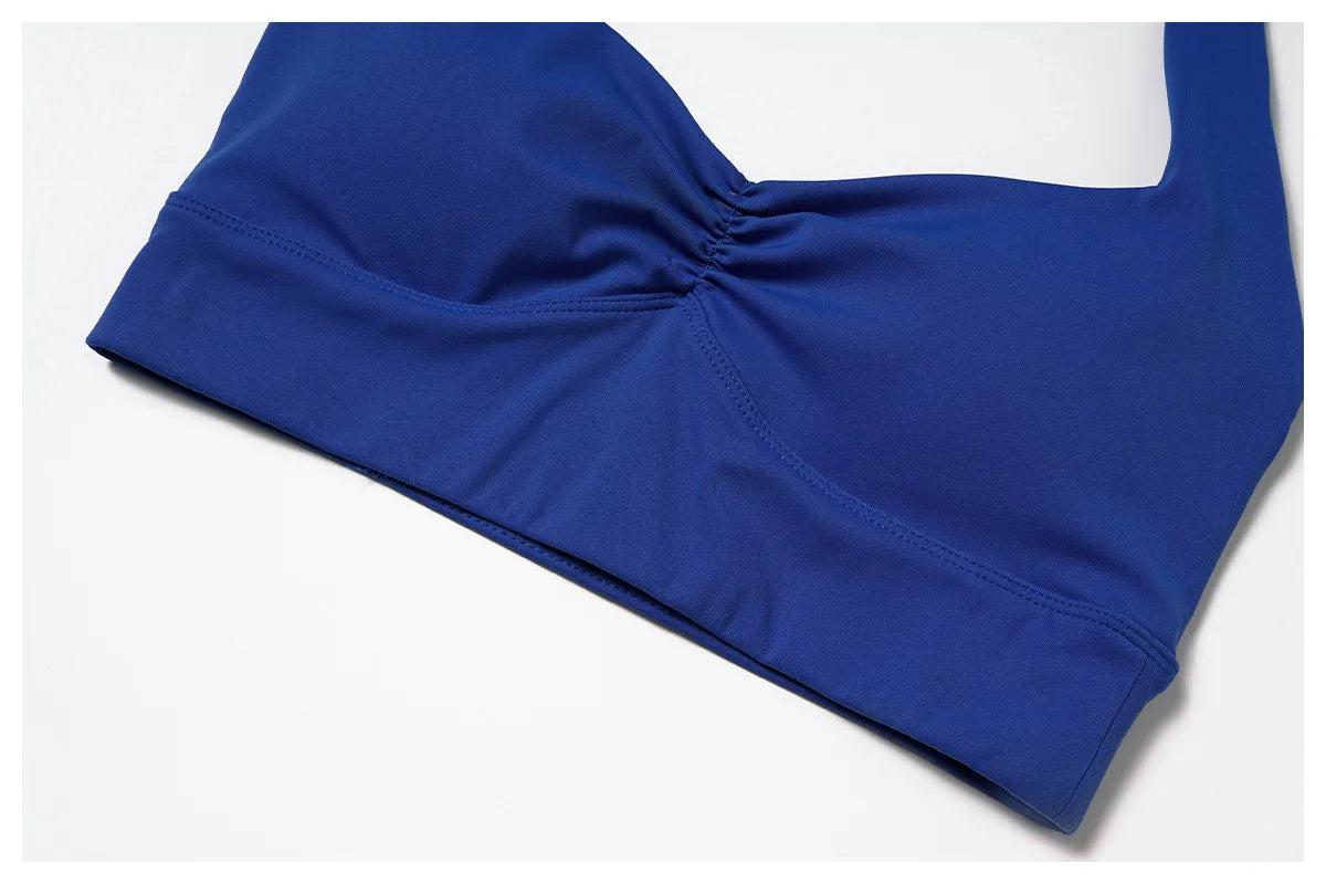 Halter neck push up ruched Sports Bra