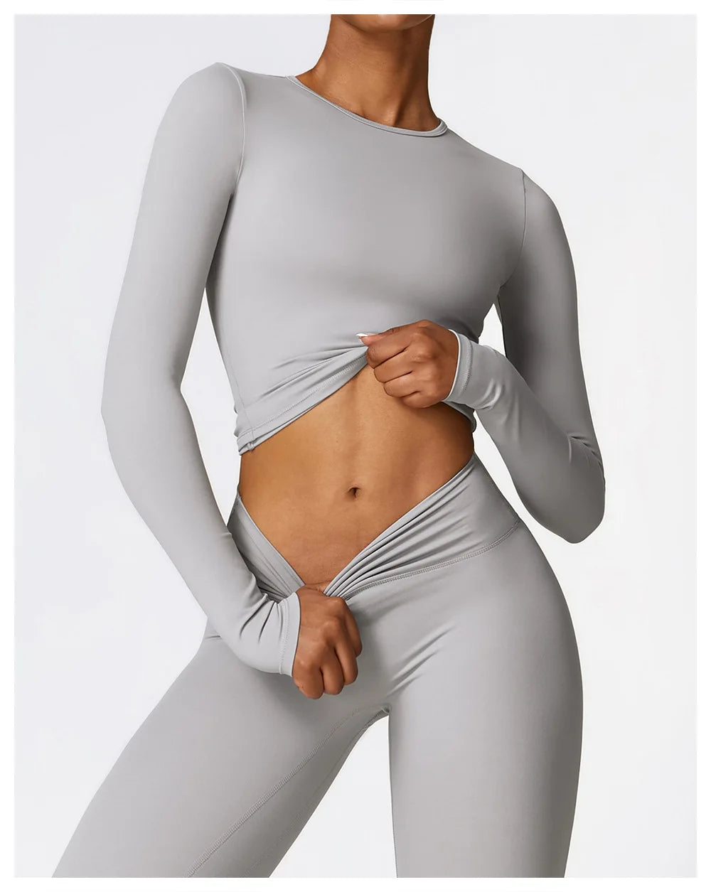 Long Sleeve round neck Running Fitness Gym crop top