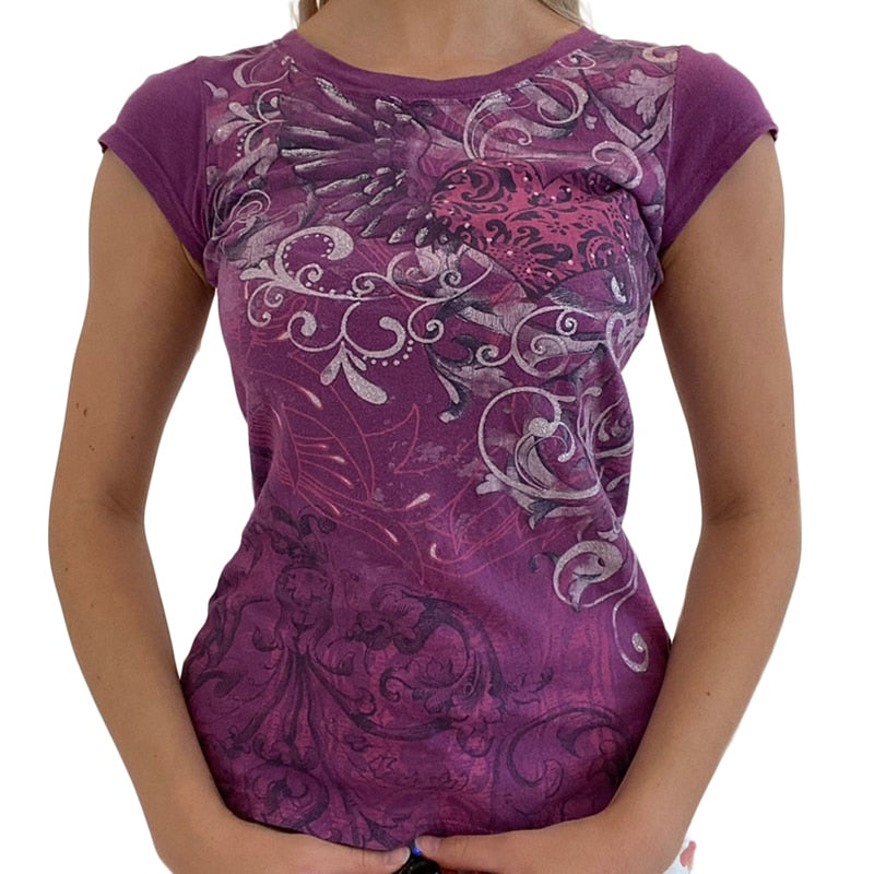New Vintage Printing Top Purple