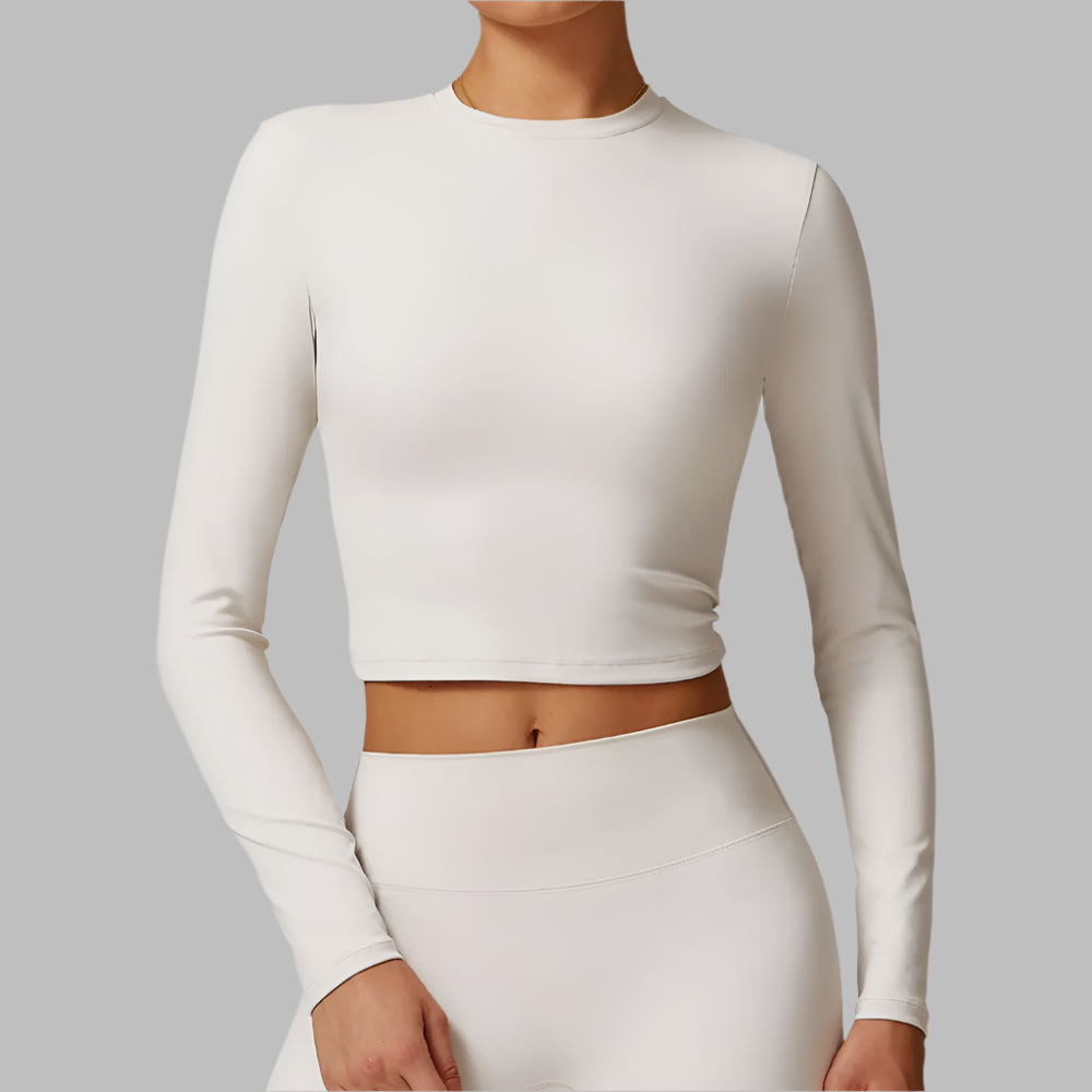 Long Sleeved Quick Dry round neck High Elastic Pilates Workout top