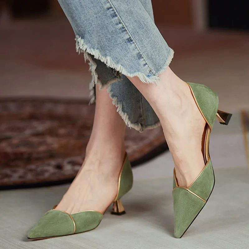 Women pointed toe Low kitten heel Shoes