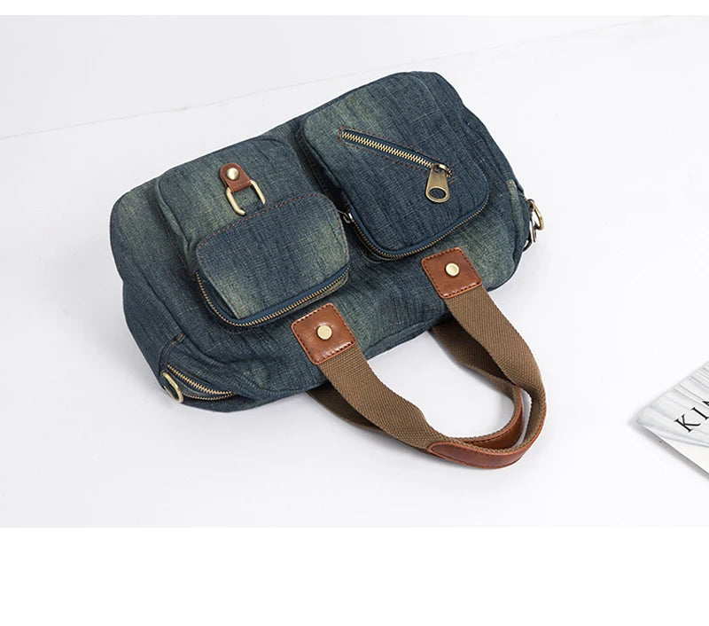 Light dark Blue Denim Handbag