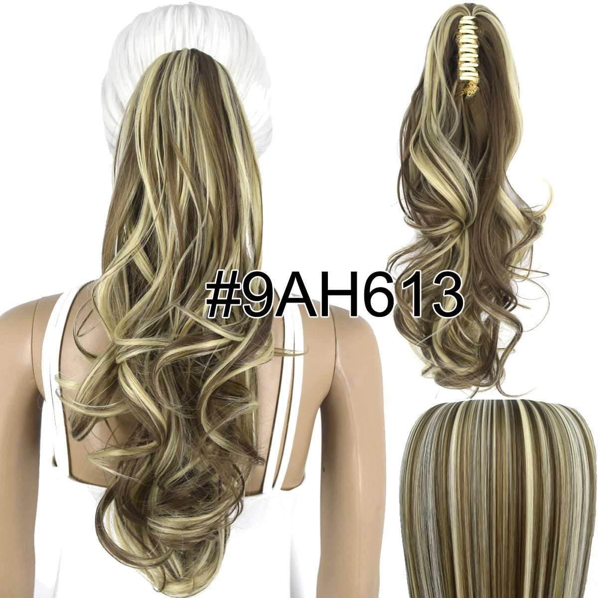 Synthetic Hair Heat Resistant 140gr Wavy Claw Clip in Ponytail hair extensions 9AH613 Wavy 18inches