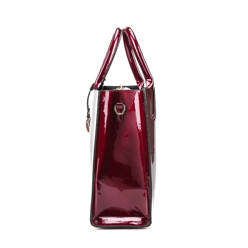 Bright Solid Patent Leather Fashion handbag