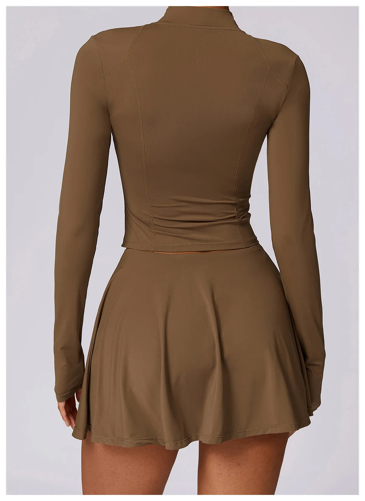 2 piece Yoga Fitness Sports Short Skirt Long Sleeved set