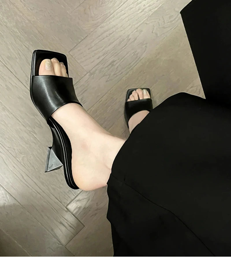 Wedges Heel Square Toe Slip On Sandals