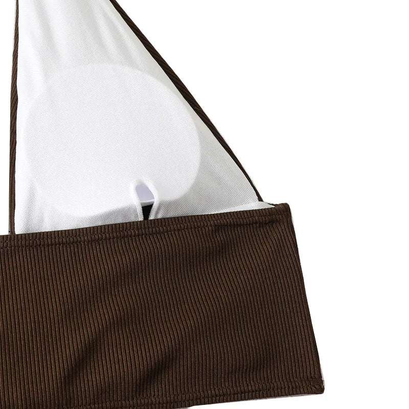 High Waist Bikini Short and halter neck swimsuit set