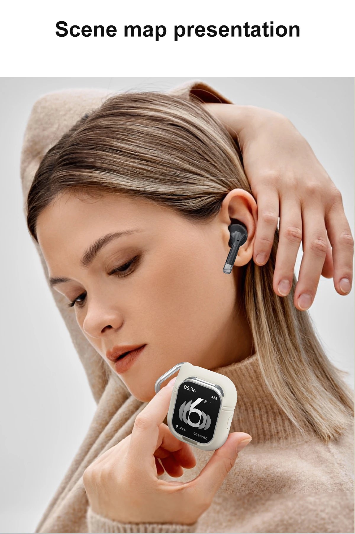 2.01 inch TWS 2-in-1 Earphones Bluetooth Call NFC Heart Rate Blood Pressure Health Monitor Music Smartwatch