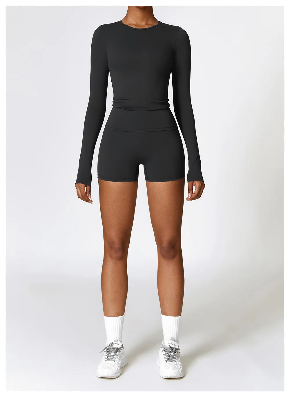 Long Sleeve round neck Running Fitness Gym crop top