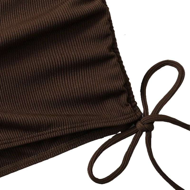 High Waist Bikini Short and halter neck swimsuit set