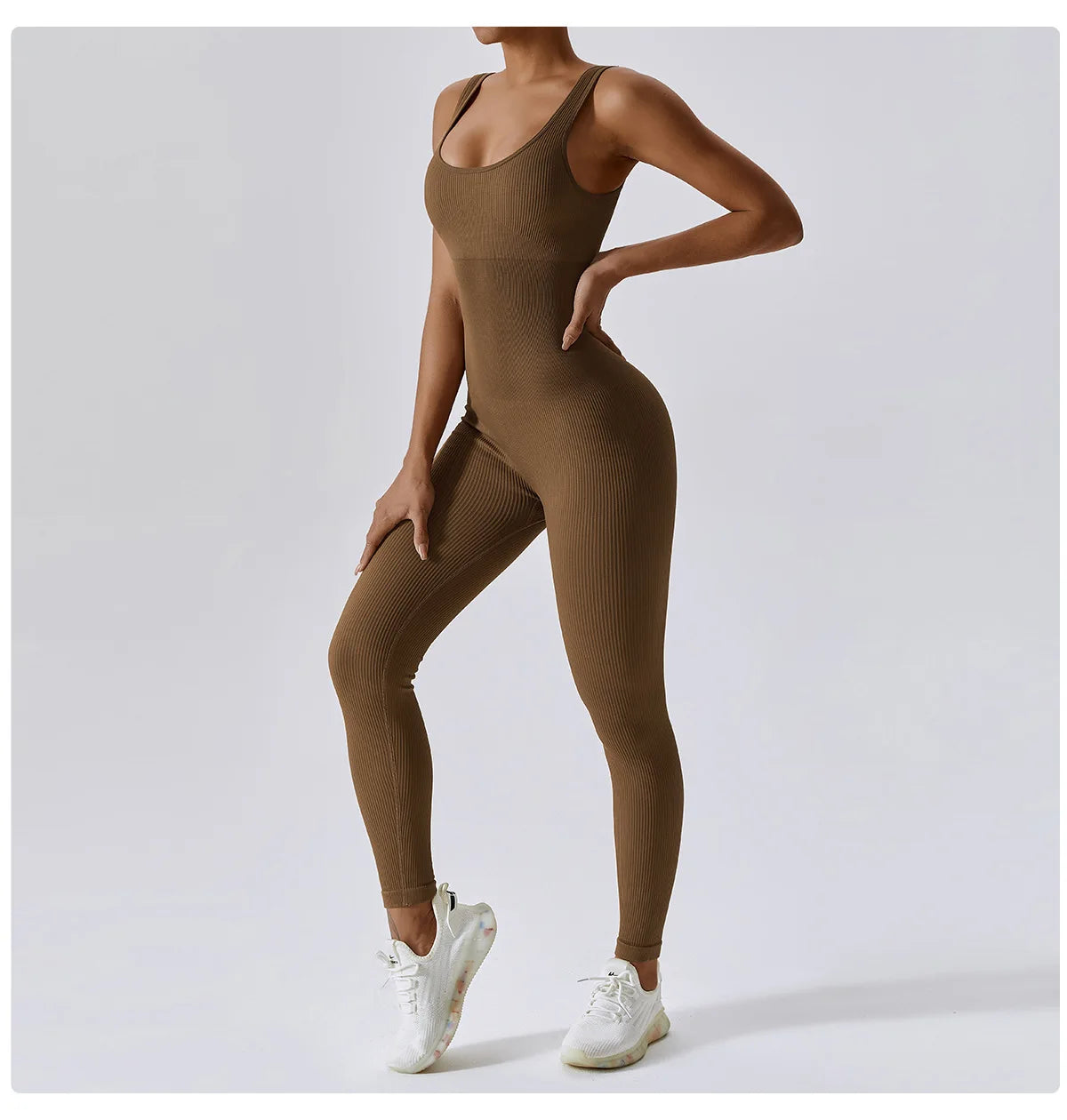 Seamless One Piece Ribbed Workout yoga bodysuit