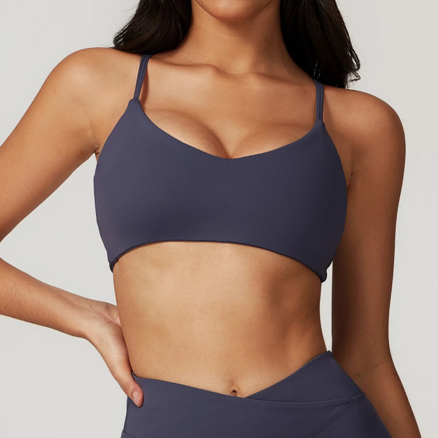 Push Up Sports workout Bra Blue gray